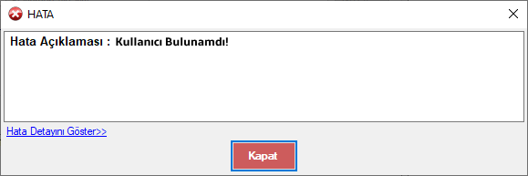 Kullanıcı Bulunamdı!